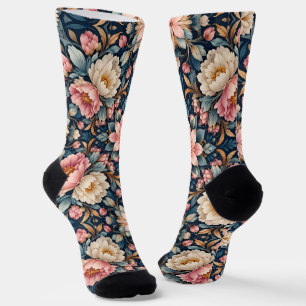 Symmetrische Moderne Bloemenkaleidoscoop Sokken