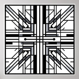 Symmetrische rastergeometrie – zwart-wit Abstract Poster