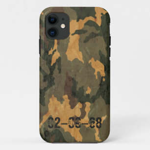Symmetrische vergruisde groene olijfkleurige camou iPhone 11 hoesje
