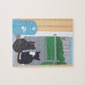 Sympa amusant deux chats Oiseau Observateur Puzzle (Horizontal)