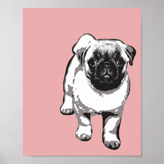 Sympa Carlin Chien Art Moderne Poster Rose Noir &  (Devant)