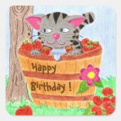 Sympa chat autocollants d'anniversaire (Devant)