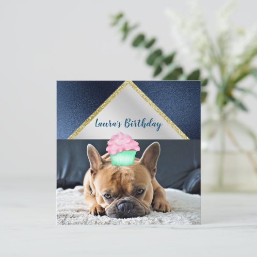 Sympa French Bulldog Anniversaire INVITATION (Debout devant)