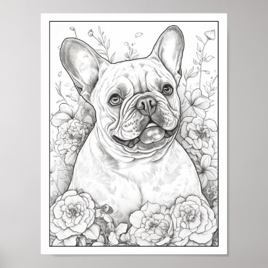 Sympa French Bulldog Coloring Poster (Devant)