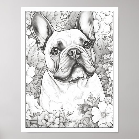 Sympa French Bulldog Coloring Poster (Devant)