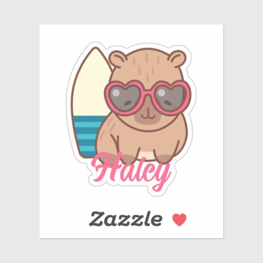 Sympa Funny Capybara Sticker de nom moderne (Feuille)
