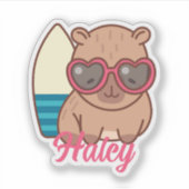 Sympa Funny Capybara Sticker de nom moderne (Devant)