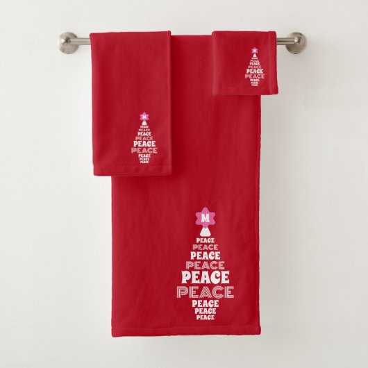 Sympa Noël Arbre de Paix Custom Initial Rouge (En situation)