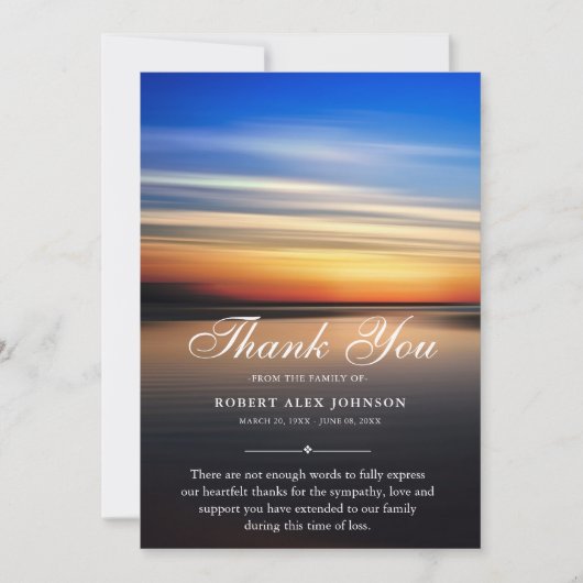 Sympathie bedankt je strandzonsondergang begrafeni (Voorkant)