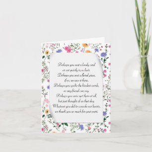 Sympathie Bedankt Wilde bloemen met gedicht Kaart