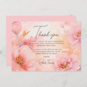 Sympathie Begrafenis Roze Pioenen Dank u Bedankkaart (Voorkant / Achterkant)