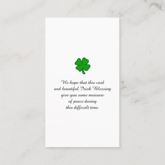 Sympathie Begrafenis Sereniteit Gebed Kaart Visitekaartje (Achterkant)