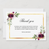 Sympathie blanc floral bordeaux merci photo (Devant)