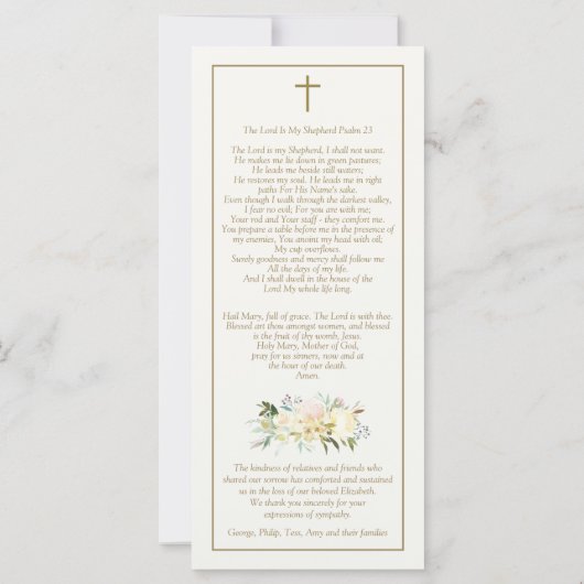 Sympathie Bloemen St Patrick Uitvaart Dank u kaart (Achterkant)