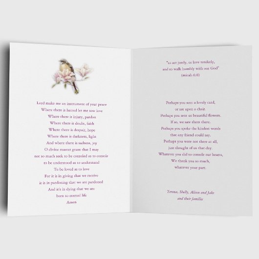 Sympathie Bloemen Viering van het leven Begrafenis Bedankkaart