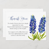 Sympathie Bluebonnets Begrafenis Dood Dank u Kaart (Voorkant / Achterkant)