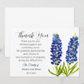 Sympathie Bluebonnets Begrafenis Dood Dank u Kaart (Voorkant / Achterkant)