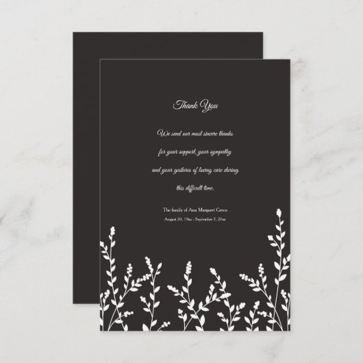 Sympathie botanique Carte de remerciements (Devant / Derrière)