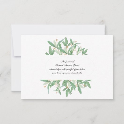 Sympathie botanique Carte de remerciements (Devant)