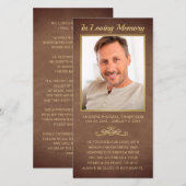 Sympathie Bruin Leather Gold Foto Funeral Prayer (Voorkant / Achterkant)