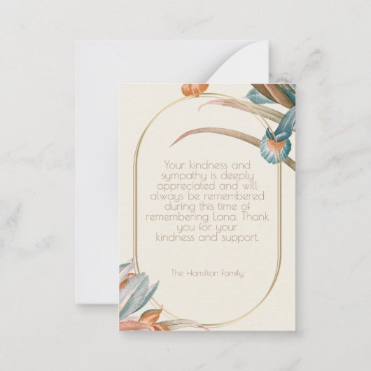 sympathie dank u kaart notitiekaartje (Achterkant)