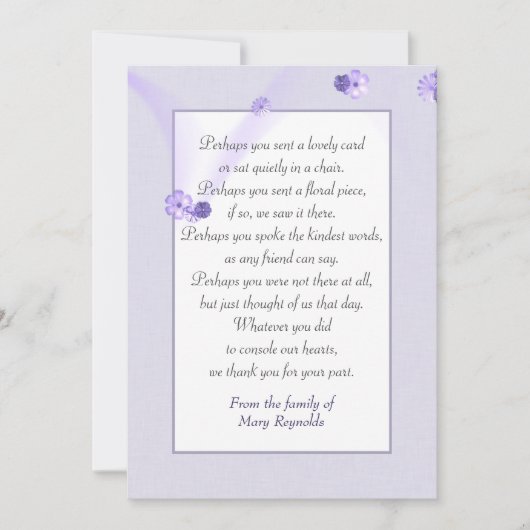 Sympathie Dank u Lavendel Border Kaart (Voorkant)