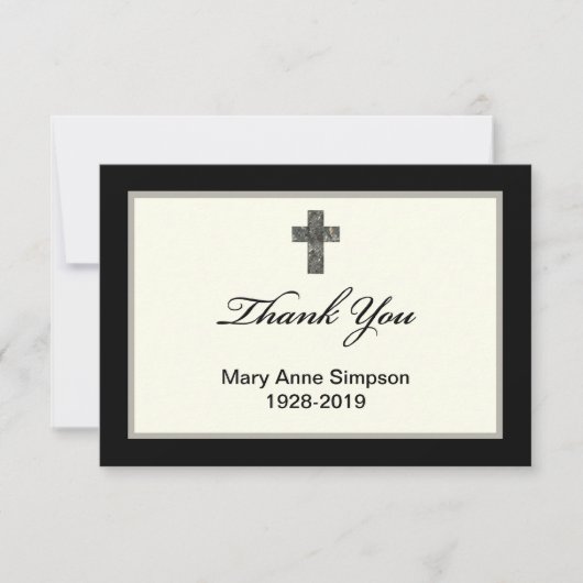 Sympathie Dank u Platte Kaart met Cross (Voorkant)