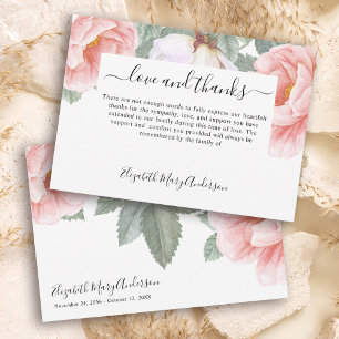 Sympathie Dank u rouwplechtigheid Floral Memorial Bedankkaart