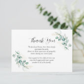 Sympathie Eucalyptus Bloemenbegrafenis Dank u Kaart (Staand voorkant)