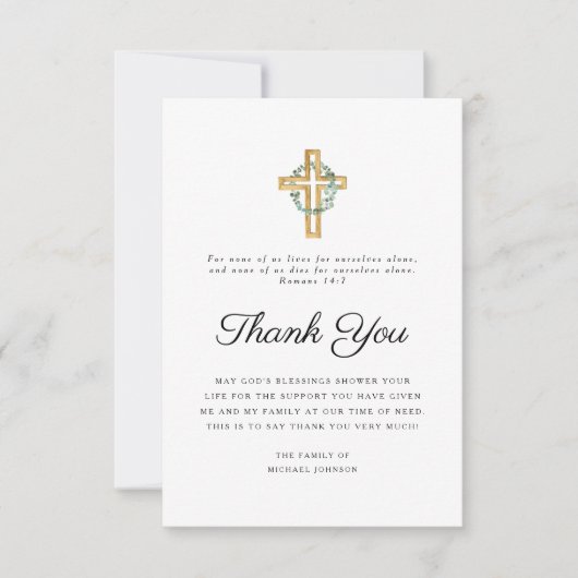 Sympathie Eucalyptus Cross Funeral Bedankkaart (Voorkant)