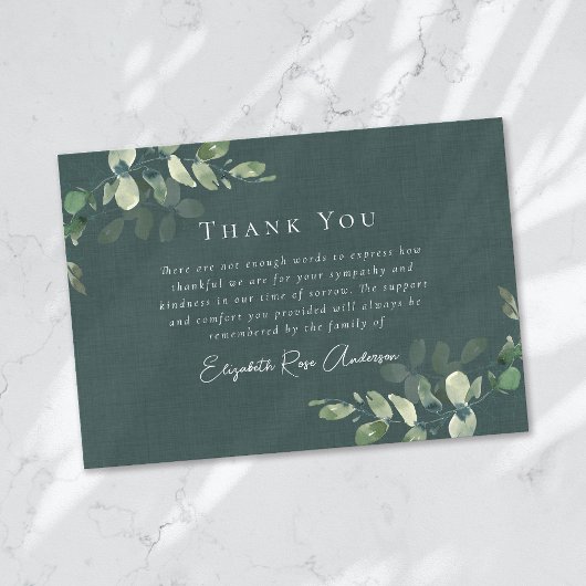 Sympathie Eucalyptus Funeral Bedankkaart