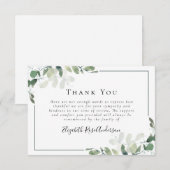 Sympathie Eucalyptus Funeral Bedankt Notitiekaartje (Voorkant / Achterkant)