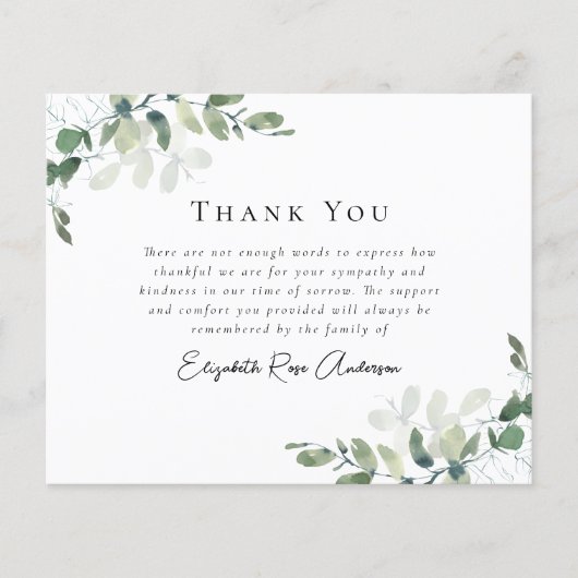 Sympathie Eucalyptus Funeral Hartelijk dank Flyer (Voorkant)