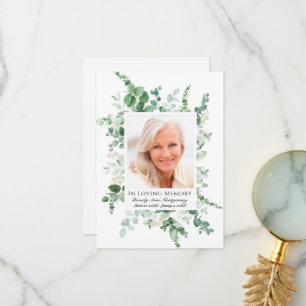 Sympathie Eucalyptus groen aangepaste foto gedenkt Bedankkaart