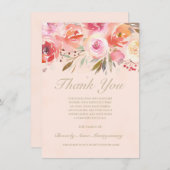 Sympathie Floral Blush Aquarelle Rose Merci (Devant / Derrière)