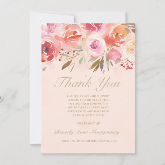 Sympathie Floral Blush Aquarelle Rose Merci (Devant)