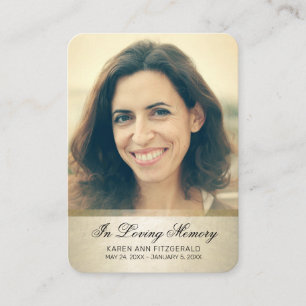 Sympathie Foto Black Script Gold Funeral Card Visitekaartje