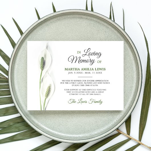 Sympathie Funérailles Calla Lily Fleurs Merci