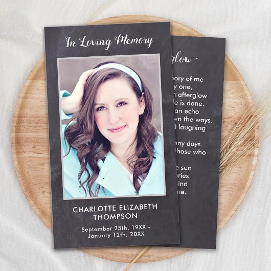 Sympathie funéraire Carte de prière commémorative