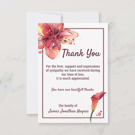 Sympathie funéraire de Calla Lily Merci (Devant)