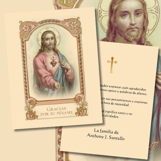 Sympathie funéraire espagnole Carte Sainte Merci