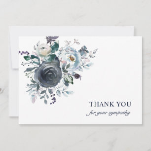Sympathie funéraire Merci Aquarelle bleu Floral