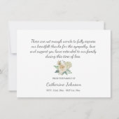 Sympathie funéraire Merci crème aquarelle Florale (Dos)