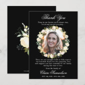 Sympathie funéraire Merci Floral noir | PHOTO (Devant / Derrière)