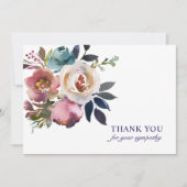 Sympathie funéraire Merci Rose Aquarelle Florale (Devant)