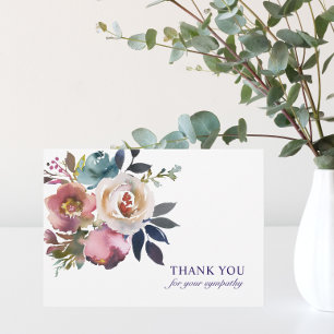 Sympathie funéraire Merci Rose Aquarelle Florale