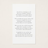 Sympathie funéraire moderne Carte de prière commém (Dos)