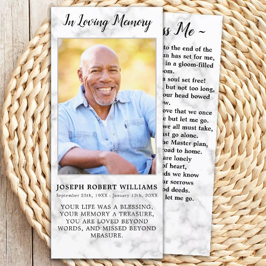 Sympathie funéraire Photo carte de prière commémor