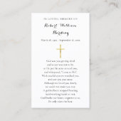 Sympathie funéraire Photo Cartes de prières commém (Dos)