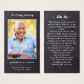 Sympathie funéraire rustique Carte de prière commé (Devant & derrière)